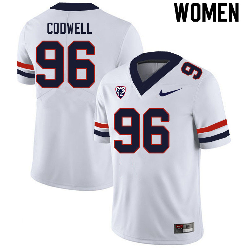 Women #96 Reid Codwell Arizona Wildcats College Football Jerseys Sale-White - Click Image to Close